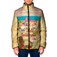 Aloha Hawaii Mele Kalikimaka Padded Jacket Beachy Funny Santa Hawaiian Lei - Polynesian Pride