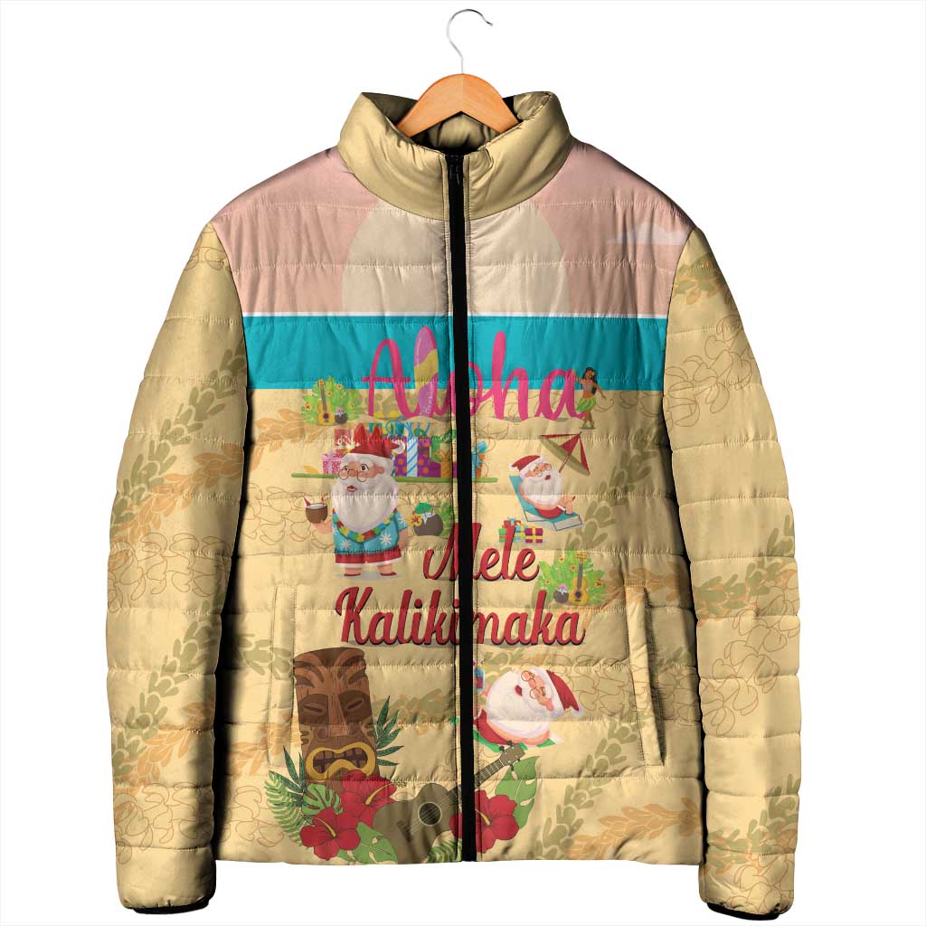 Aloha Hawaii Mele Kalikimaka Padded Jacket Beachy Funny Santa Hawaiian Lei - Polynesian Pride