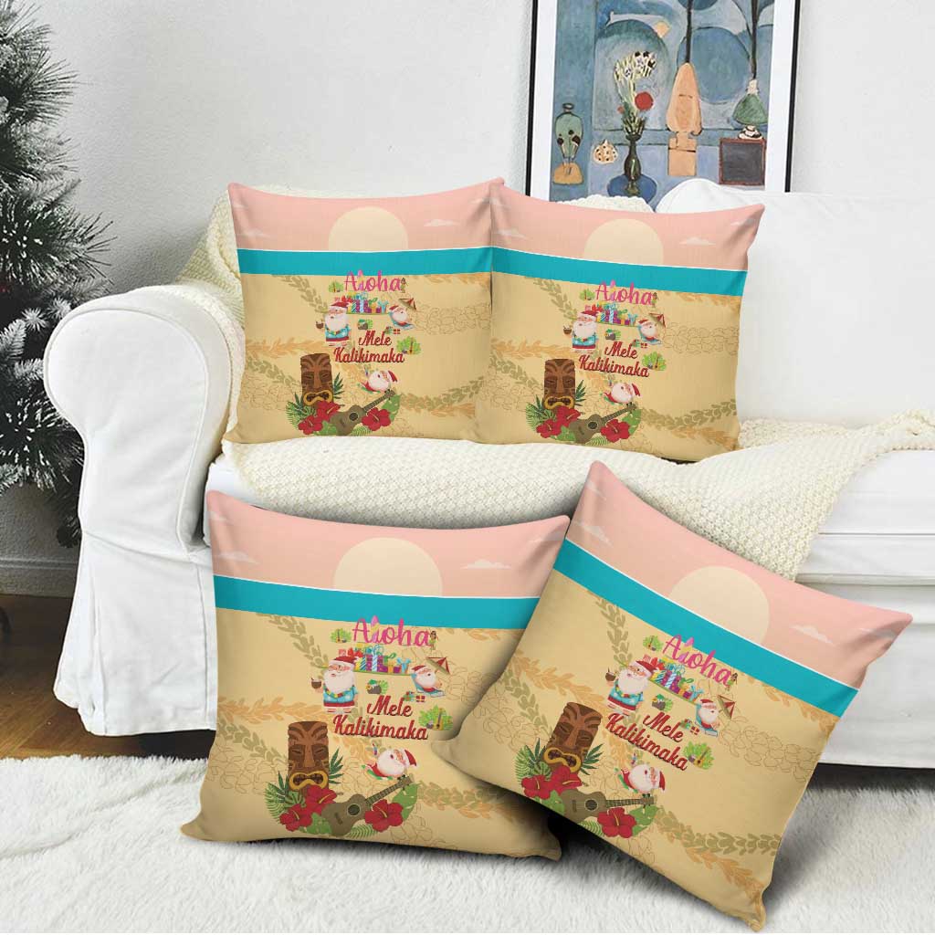 Aloha Hawaii Mele Kalikimaka Pillow Cover Beachy Funny Santa Hawaiian Lei - Polynesian Pride