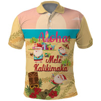 Aloha Hawaii Mele Kalikimaka Polo Shirt Beachy Funny Santa Hawaiian Lei - Polynesian Pride