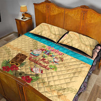 Aloha Hawaii Mele Kalikimaka Quilt Bed Set Beachy Funny Santa Hawaiian Lei - Polynesian Pride