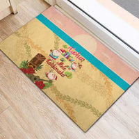 Aloha Hawaii Mele Kalikimaka Rubber Doormat Beachy Funny Santa Hawaiian Lei - Polynesian Pride