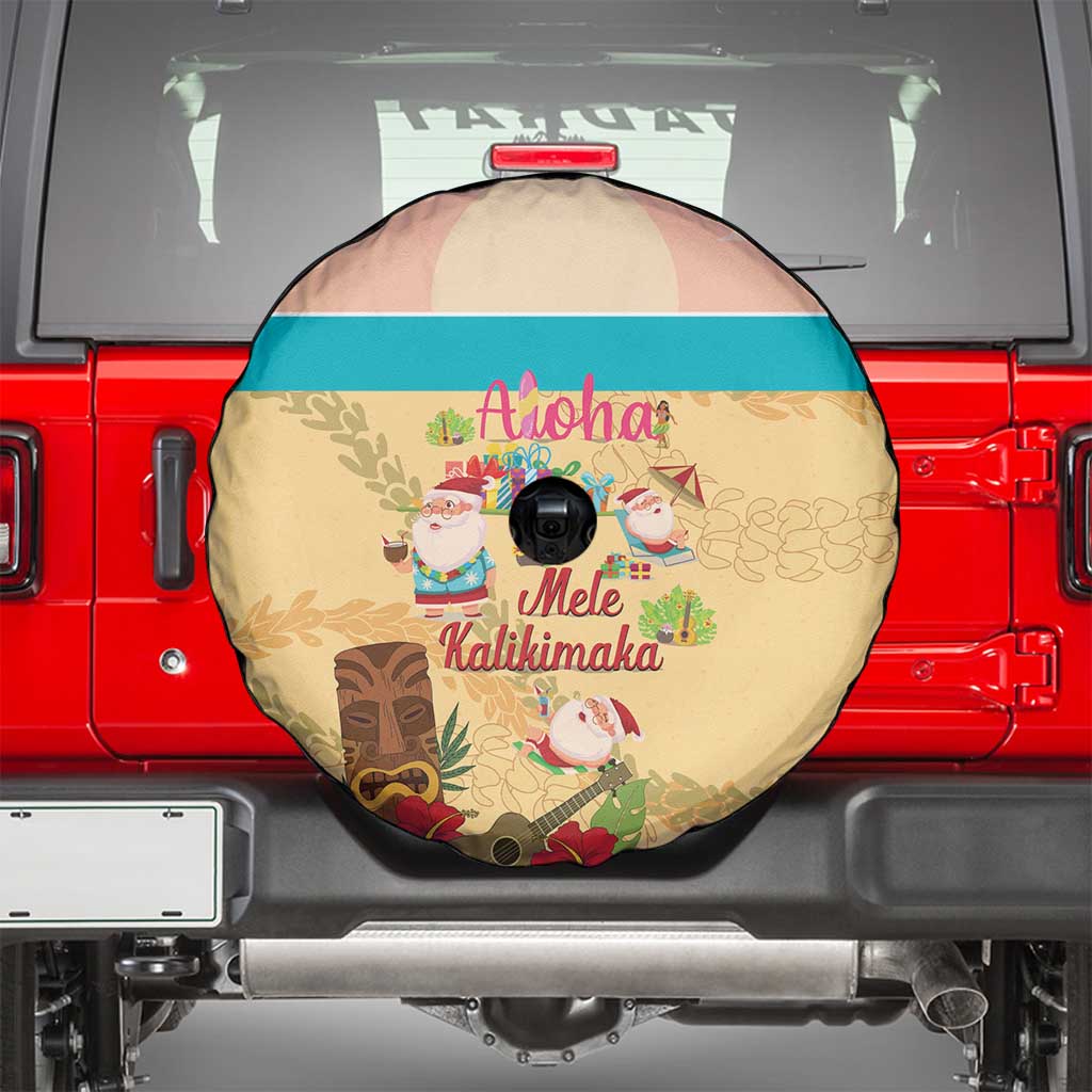 Aloha Hawaii Mele Kalikimaka Spare Tire Cover Beachy Funny Santa Hawaiian Lei - Polynesian Pride