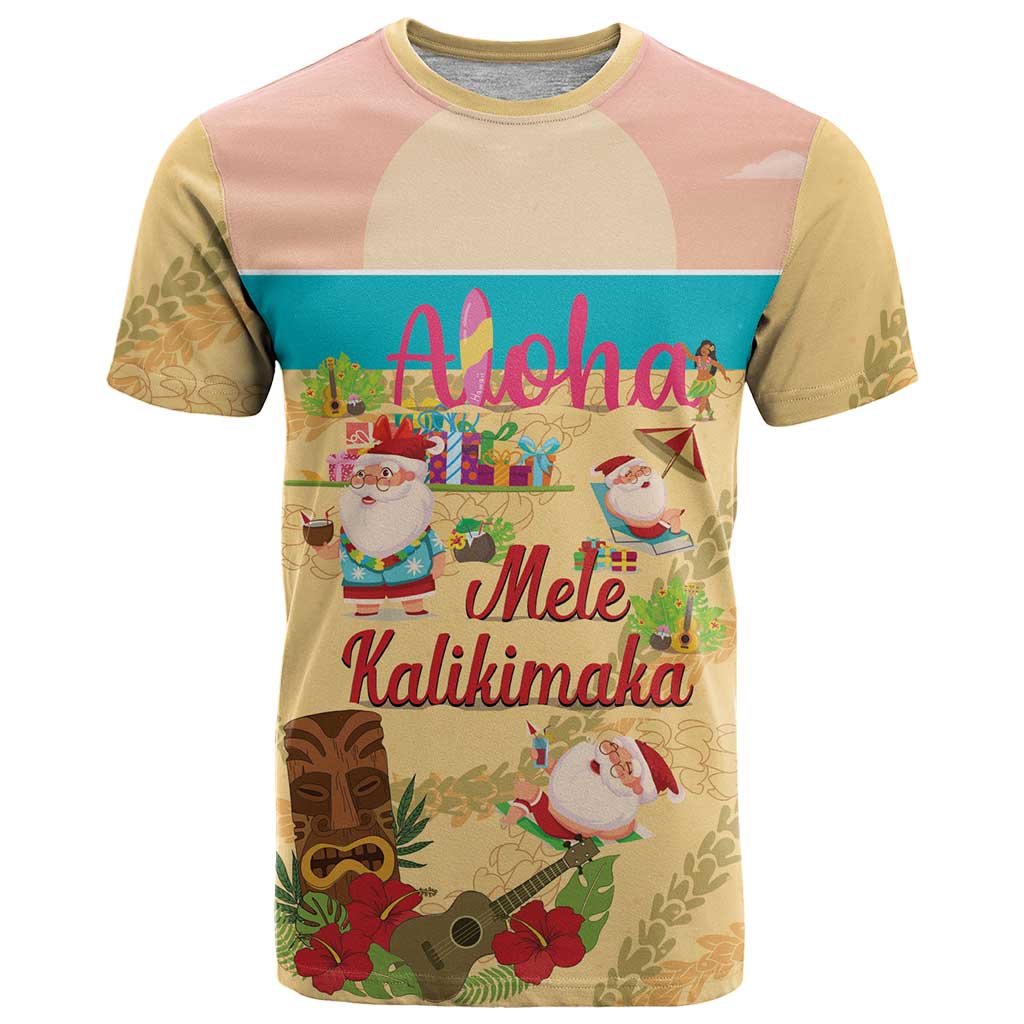 Aloha Hawaii Mele Kalikimaka T Shirt Beachy Funny Santa Hawaiian Lei - Polynesian Pride
