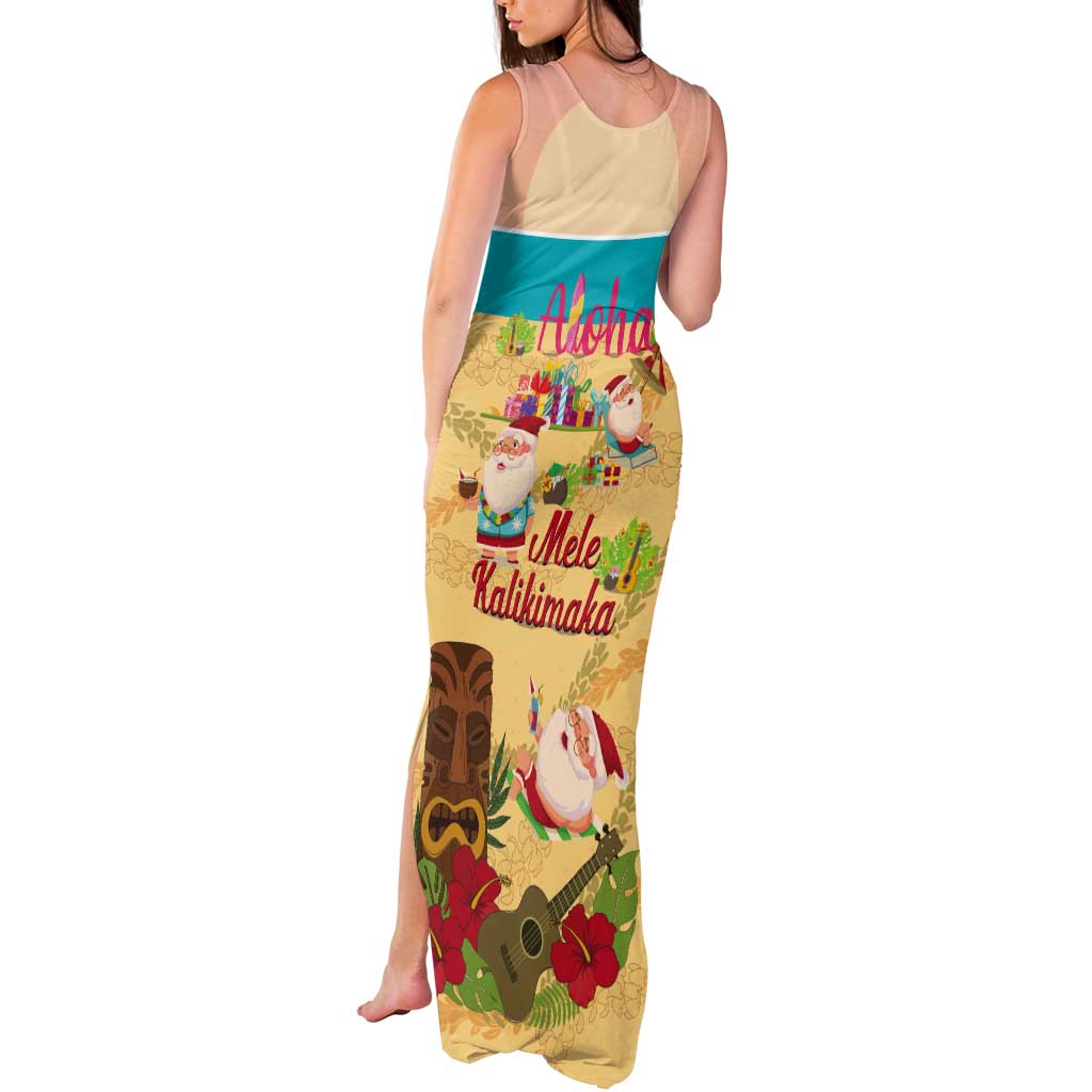 Aloha Hawaii Mele Kalikimaka Tank Maxi Dress Beachy Funny Santa Hawaiian Lei - Polynesian Pride