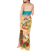 Aloha Hawaii Mele Kalikimaka Tank Maxi Dress Beachy Funny Santa Hawaiian Lei - Polynesian Pride