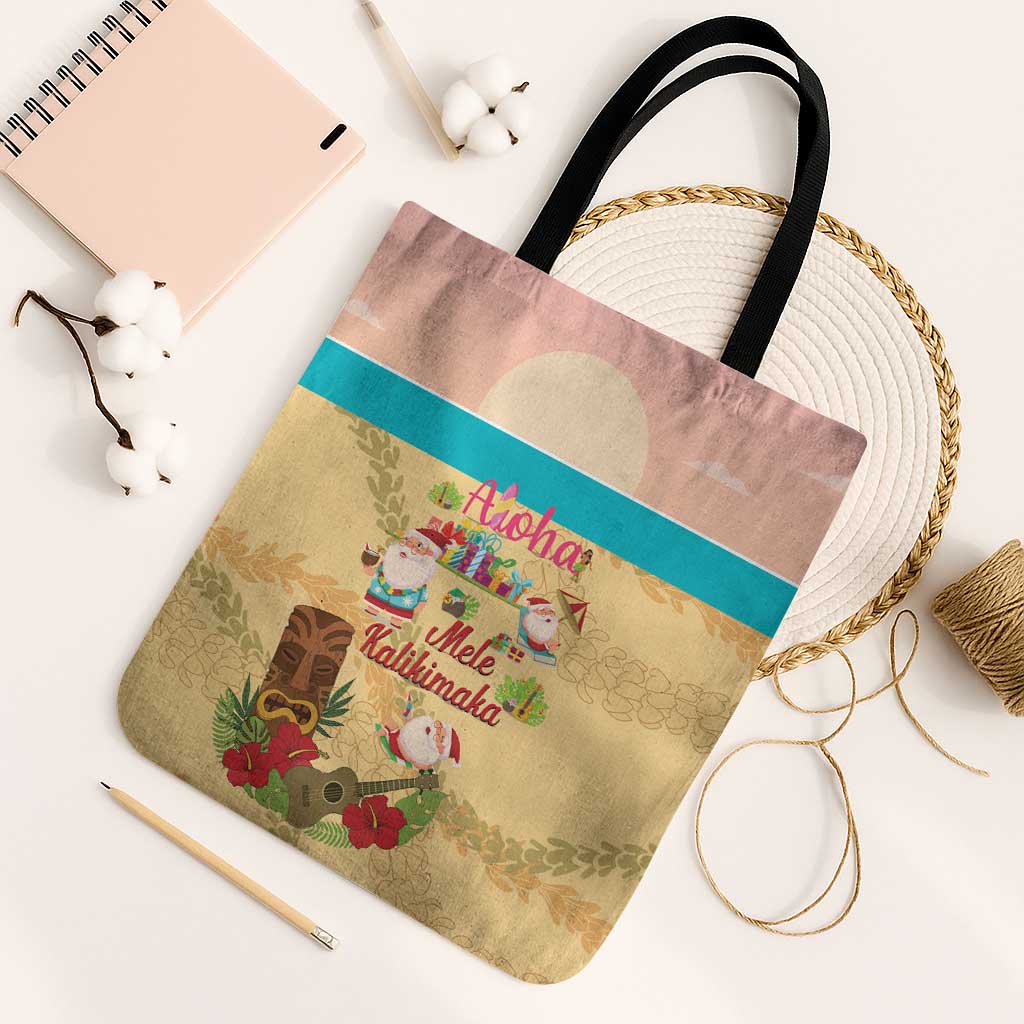 Aloha Hawaii Mele Kalikimaka Tote Bag Beachy Funny Santa Hawaiian Lei - Polynesian Pride