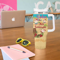 Aloha Hawaii Mele Kalikimaka Tumbler With Handle Beachy Funny Santa Hawaiian Lei - Polynesian Pride