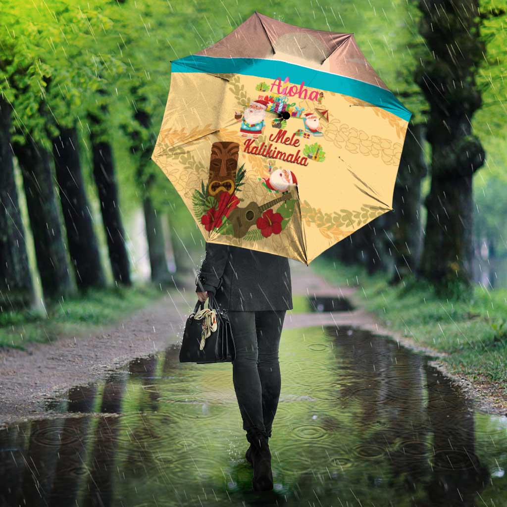 Aloha Hawaii Mele Kalikimaka Umbrella Beachy Funny Santa Hawaiian Lei - Polynesian Pride