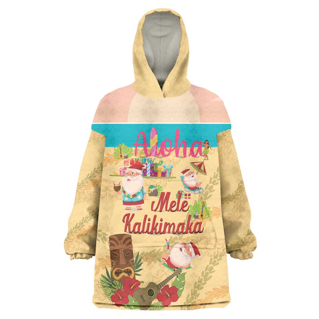 Aloha Hawaii Mele Kalikimaka Wearable Blanket Hoodie Beachy Funny Santa Hawaiian Lei - Polynesian Pride