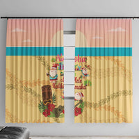 Aloha Hawaii Mele Kalikimaka Window Curtain Beachy Funny Santa Hawaiian Lei - Polynesian Pride