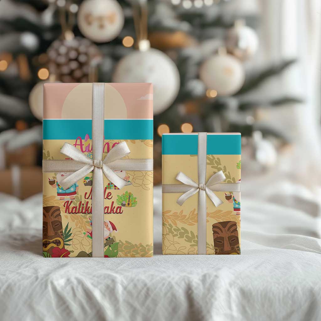 Aloha Hawaii Mele Kalikimaka Wrapping Paper Beachy Funny Santa Hawaiian Lei LT14 - Polynesian Pride