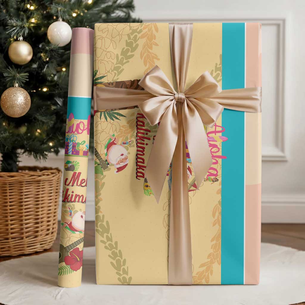 Aloha Hawaii Mele Kalikimaka Wrapping Paper Beachy Funny Santa Hawaiian Lei LT14 - Polynesian Pride