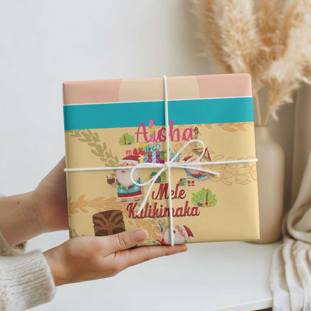 Aloha Hawaii Mele Kalikimaka Wrapping Paper Beachy Funny Santa Hawaiian Lei LT14 - Polynesian Pride