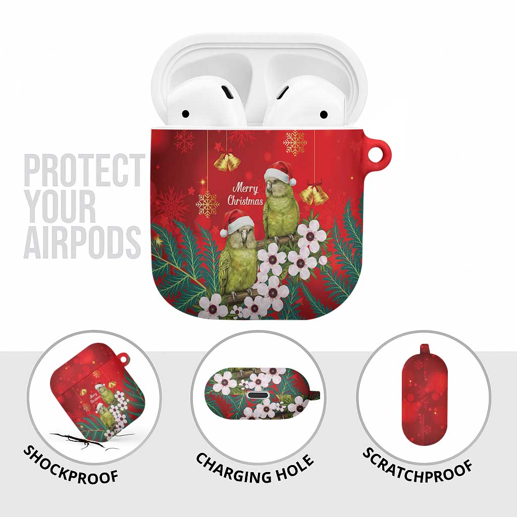 New Zealand Kakapo Christmas AirPods Case Owl Parrot Santa Sliver Fern Manuka - Red - Polynesian Pride