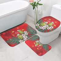 New Zealand Kakapo Christmas Bathroom Set Owl Parrot Santa Sliver Fern Manuka - Red - Polynesian Pride