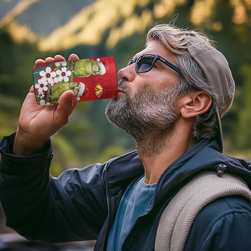 New Zealand Kakapo Christmas 4 in 1 Can Cooler Tumbler Owl Parrot Santa Sliver Fern Manuka - Red - Polynesian Pride