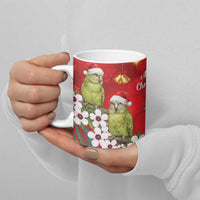 New Zealand Kakapo Christmas Ceramic Mug Owl Parrot Santa Sliver Fern Manuka - Red - Polynesian Pride
