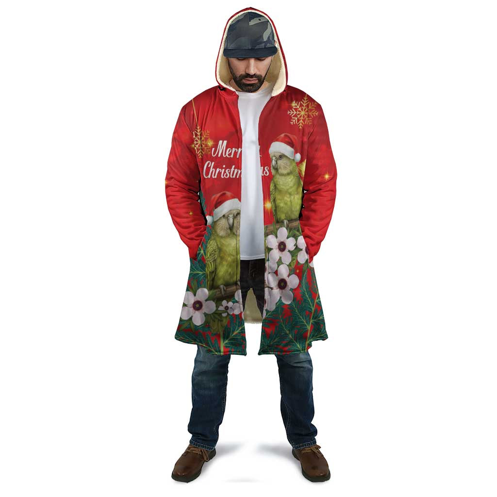 New Zealand Kakapo Christmas Cloak Owl Parrot Santa Sliver Fern Manuka - Red - Polynesian Pride