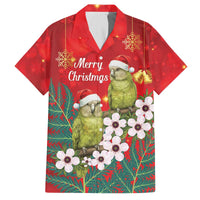 New Zealand Kakapo Christmas Family Matching Off The Shoulder Long Sleeve Dress and Hawaiian Shirt Owl Parrot Santa Sliver Fern Manuka - Red - Polynesian Pride