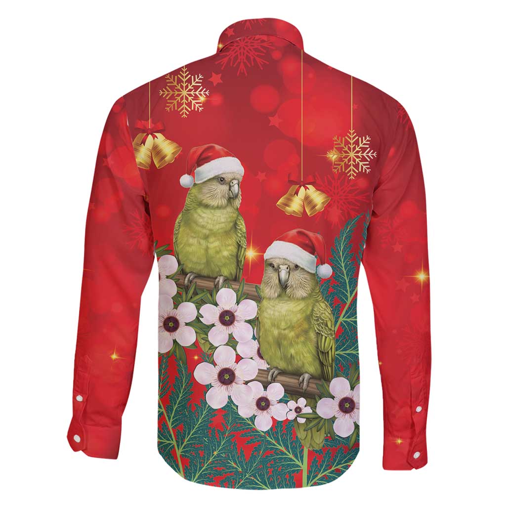 New Zealand Kakapo Christmas Family Matching Puletasi and Hawaiian Shirt Owl Parrot Santa Sliver Fern Manuka - Red - Polynesian Pride