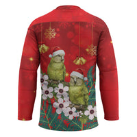 New Zealand Kakapo Christmas Hockey Jersey Owl Parrot Santa Sliver Fern Manuka - Red - Polynesian Pride