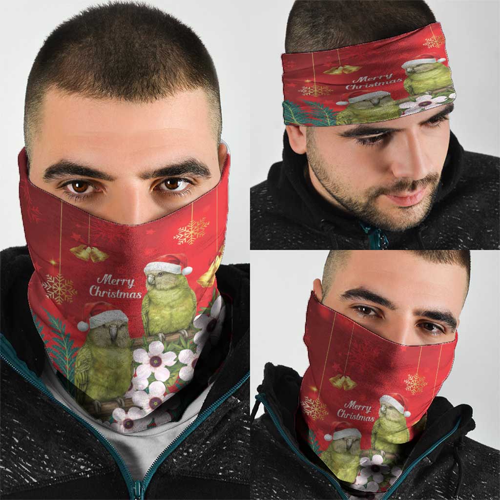 New Zealand Kakapo Christmas Neck Gaiter Owl Parrot Santa Sliver Fern Manuka - Red - Polynesian Pride