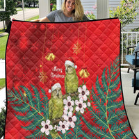 New Zealand Kakapo Christmas Quilt Owl Parrot Santa Sliver Fern Manuka - Red - Polynesian Pride