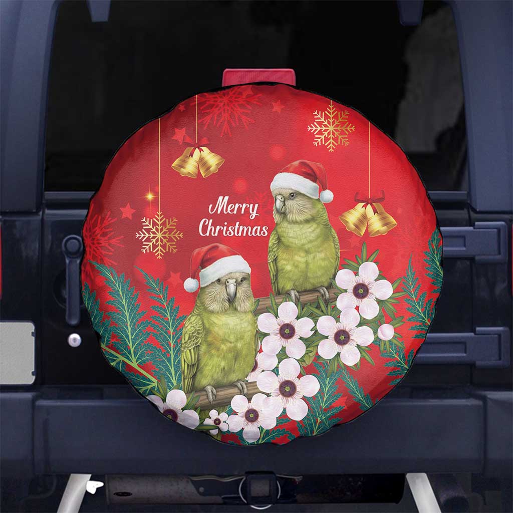 New Zealand Kakapo Christmas Spare Tire Cover Owl Parrot Santa Sliver Fern Manuka - Red - Polynesian Pride