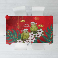 New Zealand Kakapo Christmas Tablecloth Owl Parrot Santa Sliver Fern Manuka - Red - Polynesian Pride