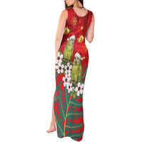 New Zealand Kakapo Christmas Tank Maxi Dress Owl Parrot Santa Sliver Fern Manuka - Red - Polynesian Pride