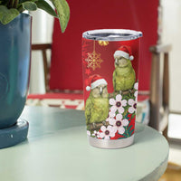 New Zealand Kakapo Christmas Tumbler Cup Owl Parrot Santa Sliver Fern Manuka - Red - Polynesian Pride