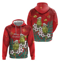 New Zealand Kakapo Christmas Zip Hoodie Owl Parrot Santa Sliver Fern Manuka - Red - Polynesian Pride
