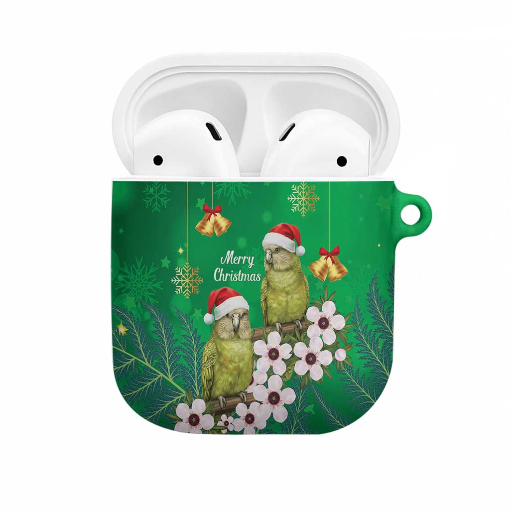 New Zealand Kakapo Christmas AirPods Case Owl Parrot Santa Sliver Fern Manuka - Green - Polynesian Pride