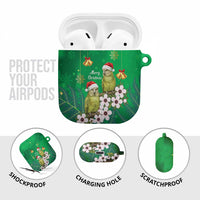 New Zealand Kakapo Christmas AirPods Case Owl Parrot Santa Sliver Fern Manuka - Green - Polynesian Pride