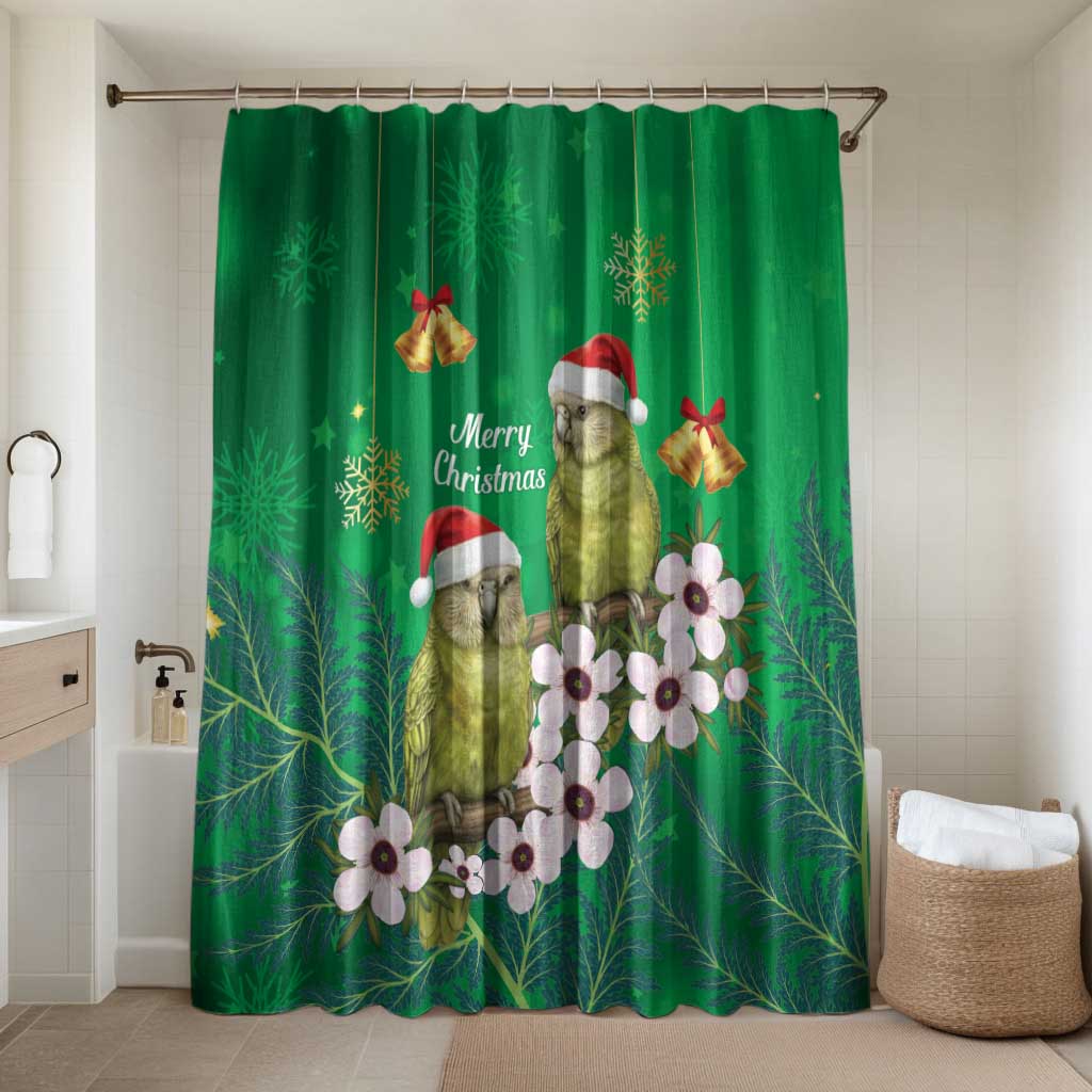 New Zealand Kakapo Christmas Bathroom Set Owl Parrot Santa Sliver Fern Manuka - Green - Polynesian Pride