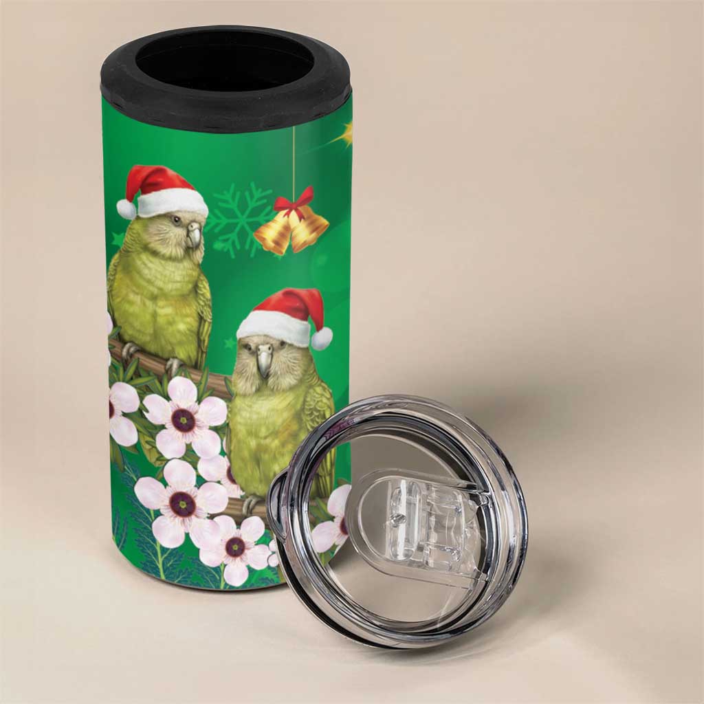 New Zealand Kakapo Christmas 4 in 1 Can Cooler Tumbler Owl Parrot Santa Sliver Fern Manuka - Green - Polynesian Pride