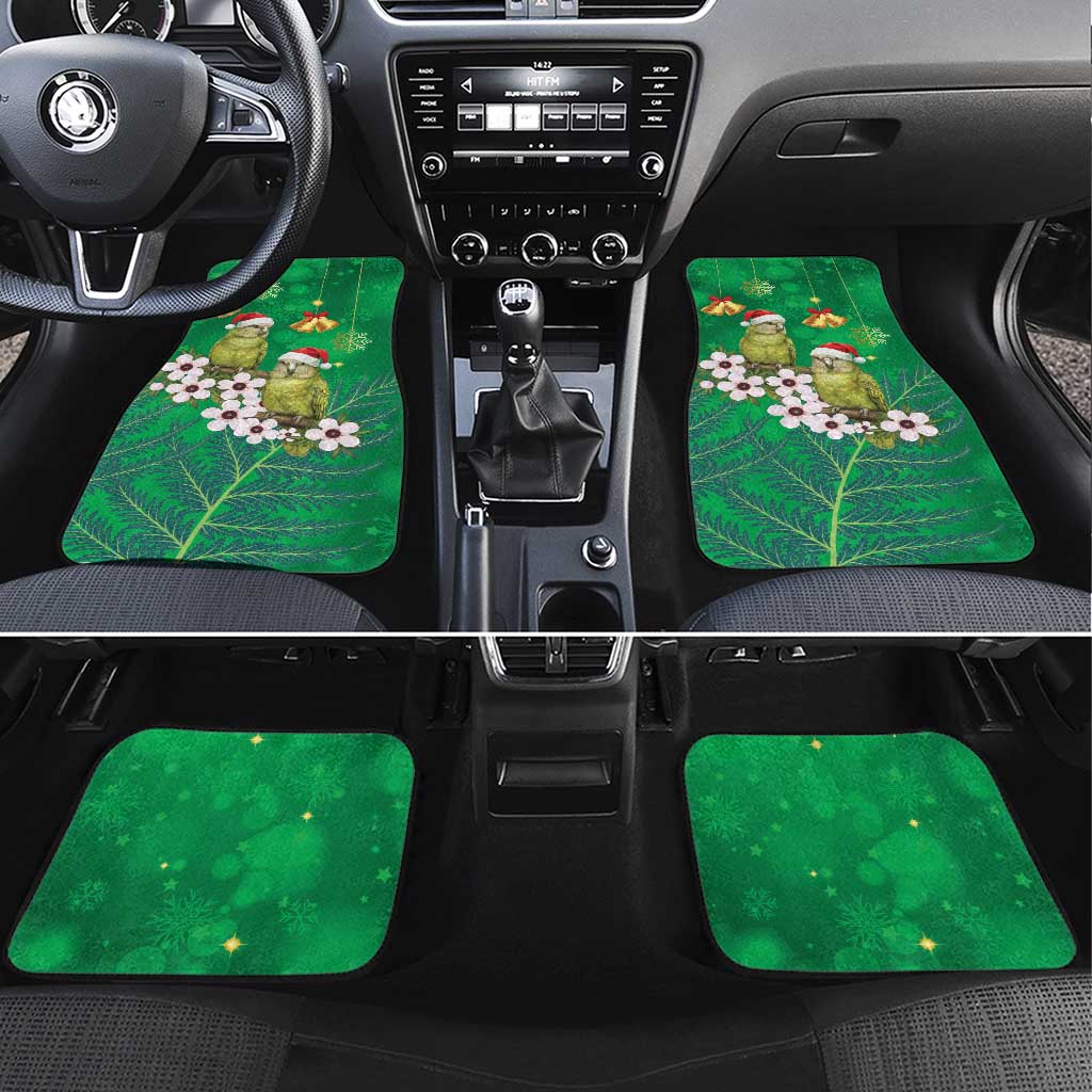 New Zealand Kakapo Christmas Car Mats Owl Parrot Santa Sliver Fern Manuka - Green - Polynesian Pride