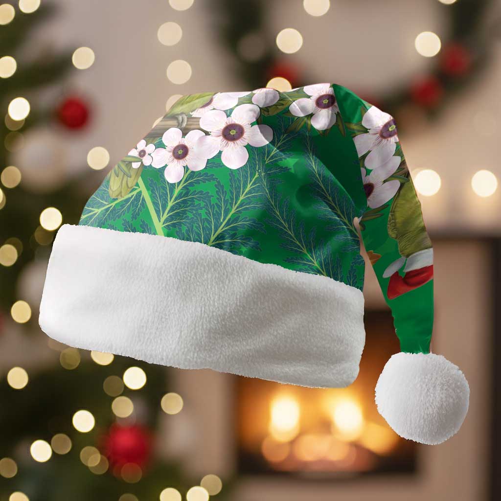 New Zealand Kakapo Christmas Santa Hat Owl Parrot Santa Sliver Fern Manuka - Green - Polynesian Pride