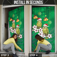 New Zealand Kakapo Christmas Door Cover Owl Parrot Santa Sliver Fern Manuka - Green - Polynesian Pride