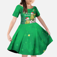 New Zealand Kakapo Christmas Family Matching Short Sleeve Bodycon Dress and Hawaiian Shirt Owl Parrot Santa Sliver Fern Manuka - Green - Polynesian Pride