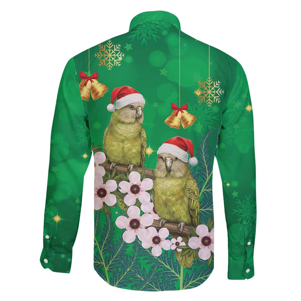 New Zealand Kakapo Christmas Family Matching Short Sleeve Bodycon Dress and Hawaiian Shirt Owl Parrot Santa Sliver Fern Manuka - Green - Polynesian Pride