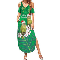 New Zealand Kakapo Christmas Family Matching Summer Maxi Dress and Hawaiian Shirt Owl Parrot Santa Sliver Fern Manuka - Green - Polynesian Pride