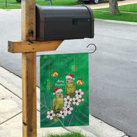 New Zealand Kakapo Christmas Garden Flag Owl Parrot Santa Sliver Fern Manuka - Green - Polynesian Pride