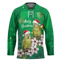 New Zealand Kakapo Christmas Hockey Jersey Owl Parrot Santa Sliver Fern Manuka - Green - Polynesian Pride