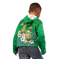 New Zealand Kakapo Christmas Kid Hoodie Owl Parrot Santa Sliver Fern Manuka - Green - Polynesian Pride