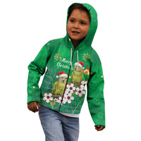 New Zealand Kakapo Christmas Kid Hoodie Owl Parrot Santa Sliver Fern Manuka - Green - Polynesian Pride