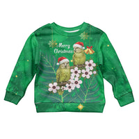 New Zealand Kakapo Christmas Kid Ugly Christmas Sweater Owl Parrot Santa Sliver Fern Manuka - Green - Polynesian Pride