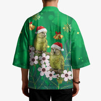 New Zealand Kakapo Christmas Kimono Owl Parrot Santa Sliver Fern Manuka - Green - Polynesian Pride