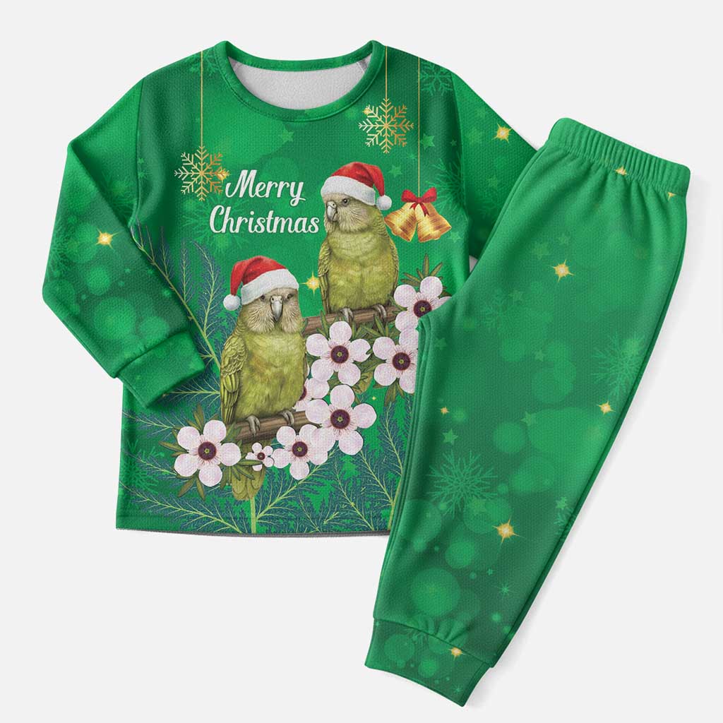 New Zealand Kakapo Christmas Pajama Set Owl Parrot Santa Sliver Fern Manuka - Green LT14 Men Green - Polynesian Pride